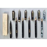 FIVE VINTAGE CONWAY STEWART FOUNTAIN PENS and a boxed Conway Stewart Ink Pencil, these include a