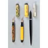 A PARKER DUOFOLD JUNIOR IN MANDARIN YELLOW, a cracked marble Duofold, a Parker Debutante