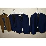 A COLLECTION OF GENTS JOHN LEWIS CLOTHING, comprising two small Moleskin waist coats, three blue
