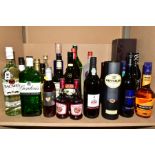 TWENTY FIVE BOTTLES OF ASSORTED SPIRITS AND LIQUEURS, to include Bacardi Rum, Gordon's Gin, Uluvka