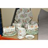 MINTON 'HADDON HALL' TEAWARES etc, to include tea cups and saucers, mugs, teapot, milk, sugar,