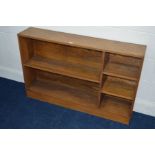 AN OAK OPEN BOOKCASE