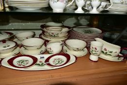WEDGWOOD 'MAYFIELD' DINNER SERVICE to include treens and covers, gravy boats on stands, plates,