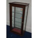 A TALL MAHOGANY TABLE TOP DISPLAY CABINET, with five glass shelves, width 38cm x depth 26cm x height