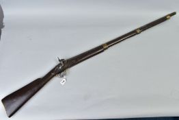 AN APPROXIMATE 15 BORE SMOOTH BORE PERCUSSION MUSKET of native construction lacking any makers