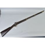 AN APPROXIMATE 15 BORE SMOOTH BORE PERCUSSION MUSKET of native construction lacking any makers
