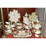 ROYAL ALBERT 'OLD COUNTRY ROSES', comprising of tea pot, coffee pot, gravy and saucer, seven