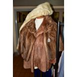 A LADIES MINK BEIGE EVENING JACKET, 3/4 sleeves, 56cm across the back, under arm to under arm,