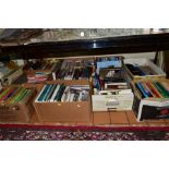 TEN BOXES OF CAR/MOTORING INTEREST BOOKS, including Haynes Workshop manuals, car auction catalogues,