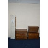 AN EARLY TO MID 20TH CENTURY OAK CHEST OF THREE DRAWERS, width 91cm x depth 46cm x height 75cm,