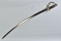 A LATE 19TH CENTURY/EARLY 20TH CENTURY INFANTRY/CAVALRY OFFICERS SWORD, curved blade approximate