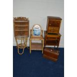 A QUANTITY OF OCCASIONAL FURNITURE to include an oak cased Singer sewing machine, oak sewing box