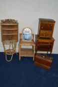 A QUANTITY OF OCCASIONAL FURNITURE to include an oak cased Singer sewing machine, oak sewing box
