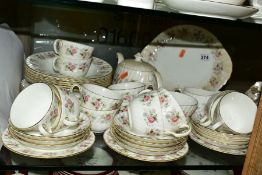 MINTON 'SPRING BOUQUET' TEA AND DINNER WARES, comprising teapot, oval cake plate, twelve tea cups,
