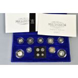 A MILLENIUM UK SILVER SET comprising thirteen coin set, five pound to maundy penny, with