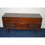 A MAHOGANY CASED DYNATRON with Garrard turntable, width 136cm (PAT test failed due to plug and