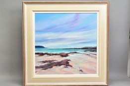 TOM BARRON (BRITISH CONTEMPORARY) 'SUMMER LIGHT, SANNA BAY I', a Scottish coastal landscape,