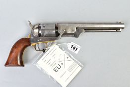 A .36'' REPRODUCTION COPY OF A COLT NAVY REVOLVER bearing the serial number 121588, it is in good