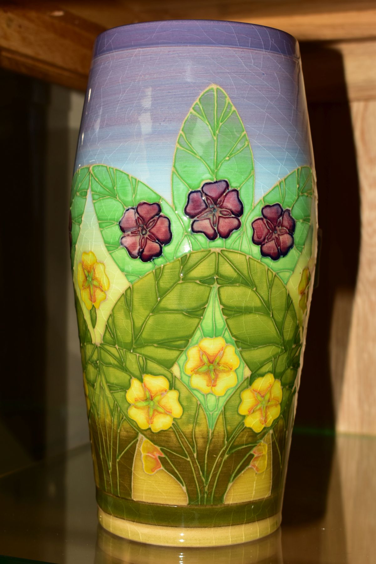 A SALLY/TUFFIN FOR DENNIS CHINA WORKS VASE, Primroses pattern, signed 'S T.des' 'no7' to base with - Image 2 of 4