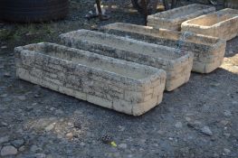 THREE MATCHING RECTANGULAR BRICK EFFECT COTSWOLD STUDIO PLANTERS, engraved 'Cotswold Studio Ltd',