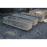 THREE MATCHING RECTANGULAR BRICK EFFECT COTSWOLD STUDIO PLANTERS, engraved 'Cotswold Studio Ltd',