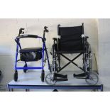 A DRIVE DISABILITY WALKER AND AN ENIGMA FOLDING WALKING CHAIR, (2)
