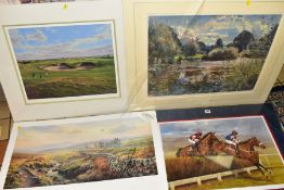 FOUR LIMITED EDITION PRINTS comprising 'Cheltenham' by Graham Isom, 'St Andrews 14th' by Peter