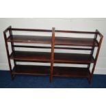 TWO STAINED PINE FOLDING DEALERS RACKS