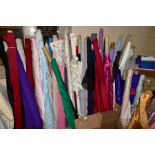 SIX BOXES OF PART ROLLS OF FABRIC, to include silks, satin, sateen's, voile, net, embroidered, heavy