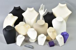 A BOX OF JEWELLERY DISPLAY BUSTS, to include various sizes, shapes and colours