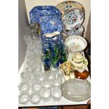 A COLLECTION OF GLASSWARE AND CERAMICS, including Copeland Spode's Italian pattern blue and white