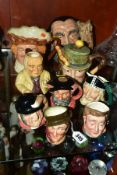 NINE ROYAL DOULTON, BESWICK AND CROWN DEVON CHARACTER JUGS, etc, comprising Royal Doulton 'Old