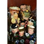 NINE ROYAL DOULTON, BESWICK AND CROWN DEVON CHARACTER JUGS, etc, comprising Royal Doulton 'Old