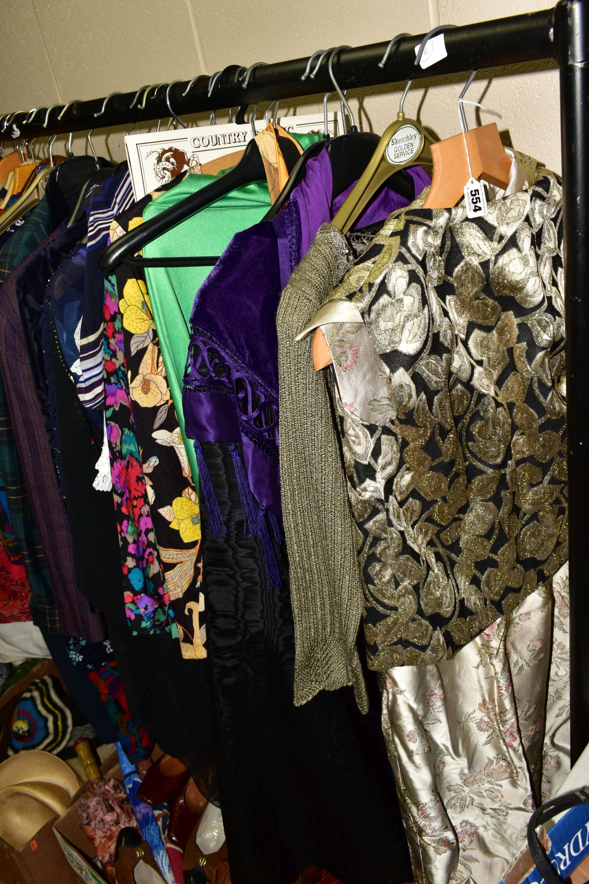 A CLOTHES RAIL OF LADIES WEAR to include dresses, blouses, evening wear, coats and jackets, - Image 2 of 12