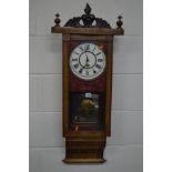 A LATE 19TH CENTURY WALNUT AND TUNBRIDGE WARE INLAID WALL CLOCK, height 91cm