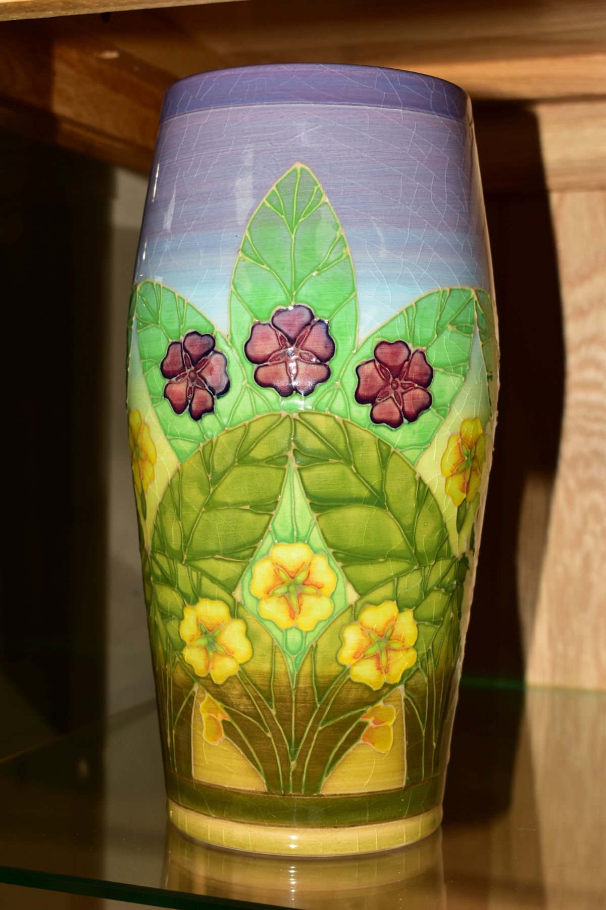 A SALLY/TUFFIN FOR DENNIS CHINA WORKS VASE, Primroses pattern, signed 'S T.des' 'no7' to base with - Image 3 of 4