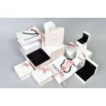 A SELECTION OF PANDORA PACKAGING, to include four ring boxes, seven bracelet/necklace boxes and