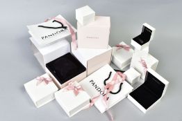 A SELECTION OF PANDORA PACKAGING, to include four ring boxes, seven bracelet/necklace boxes and