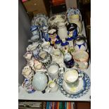 A COLLECTION OF 19TH AND 20TH CENTURY CERAMICS, including Masons jugs, plate and twin handled