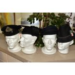 FOUR HATS, include a Naval officers cap by Sanders and Brightman, size 6 3/4, Ede and Ravenscroft