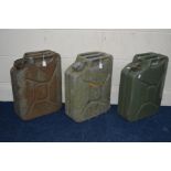 THREE MILITARY 20L JERRY CANS