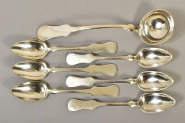 A SET OF SIX LATE 19TH CENTURY AUSTRO-HUNGARIAN .800 STANDARD SILVER HOUR GLASS FIDDLE PATTERN