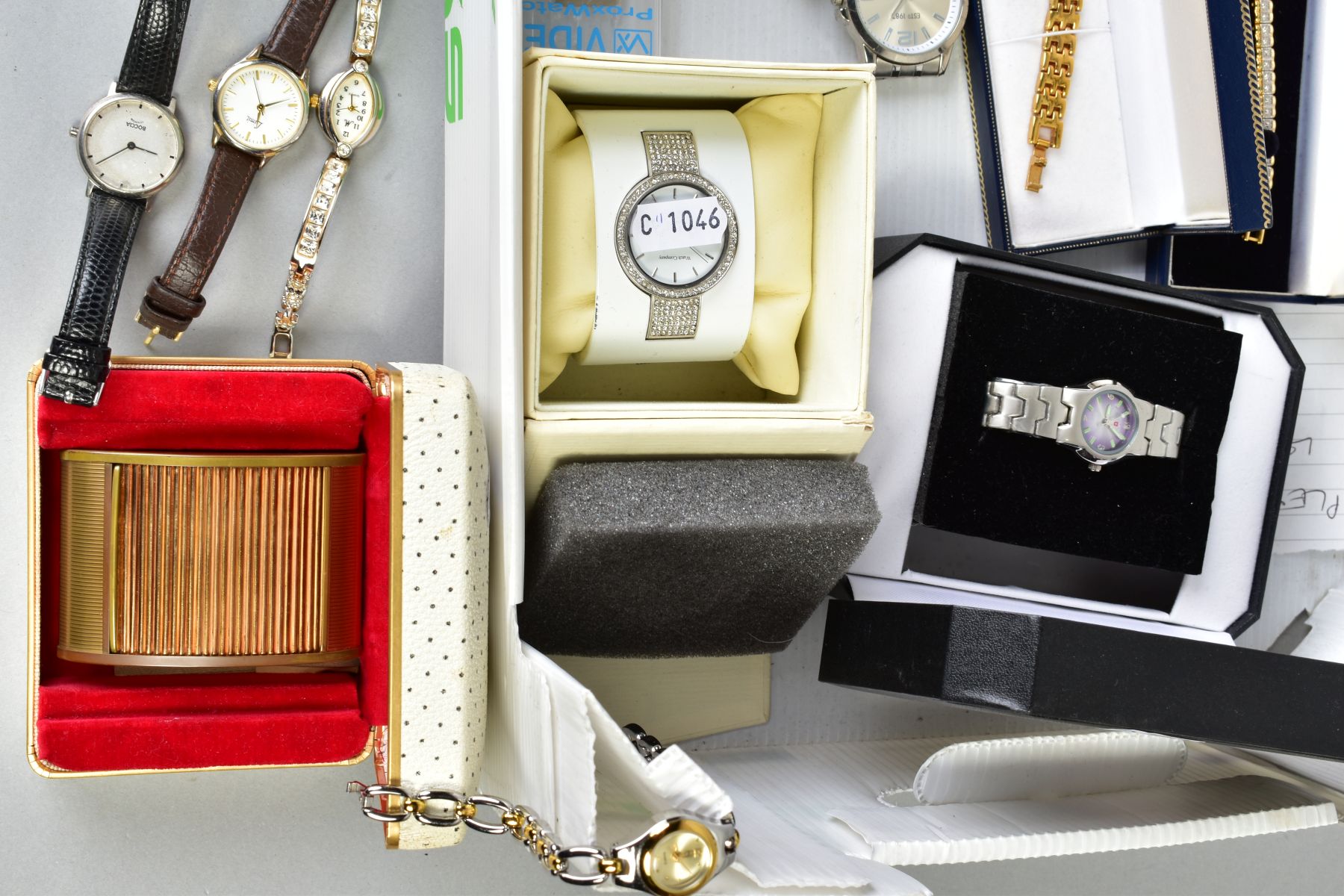 A SELECTION OF MAINLY WATCHES, to include a pair of 9ct white gold cubic zirconia stud earrings, - Image 3 of 3