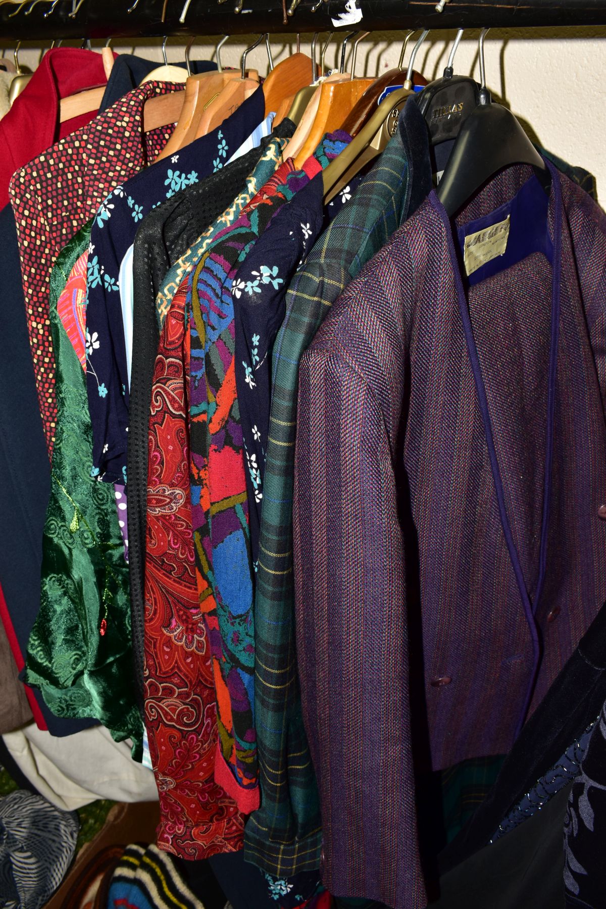 A CLOTHES RAIL OF LADIES WEAR to include dresses, blouses, evening wear, coats and jackets, - Image 4 of 12