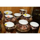 ROYAL CROWN DERBY MATCHED IMARI TEAWARES '2451' PATTERN, comprising milk jug, sugar bowl, six