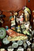 SEVEN BESWICK BIRDS AND A CONTINENTAL PORCELAIN KINGFISHER, the Beswick birds comprising Green