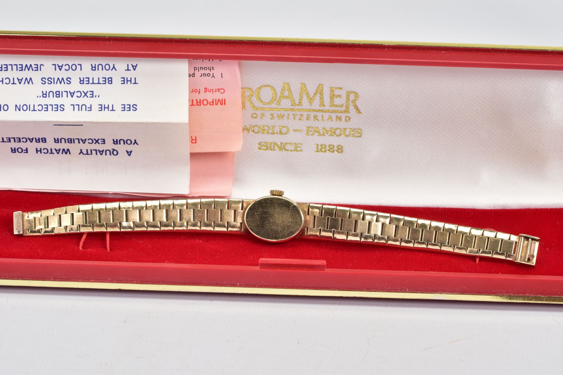 A LADIES 9CT GOLD BUECHE GIROD DIAMOND WRISTWATCH, the oval face with black hands and baton markers, - Image 3 of 4