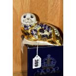 A BOXED LIMITED EDITION ROYAL CROWN DERBY PAPERWEIGHT 'Harbour Seal' No4106/4500, with certificate