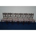 A SET OF SIX EDWARDIAN MAHOGANY DINING CHAIRS