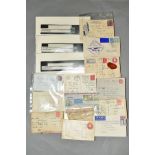A SMALL BOX CONTAINING MALTA COVERS, various interesting stamps and other collectables